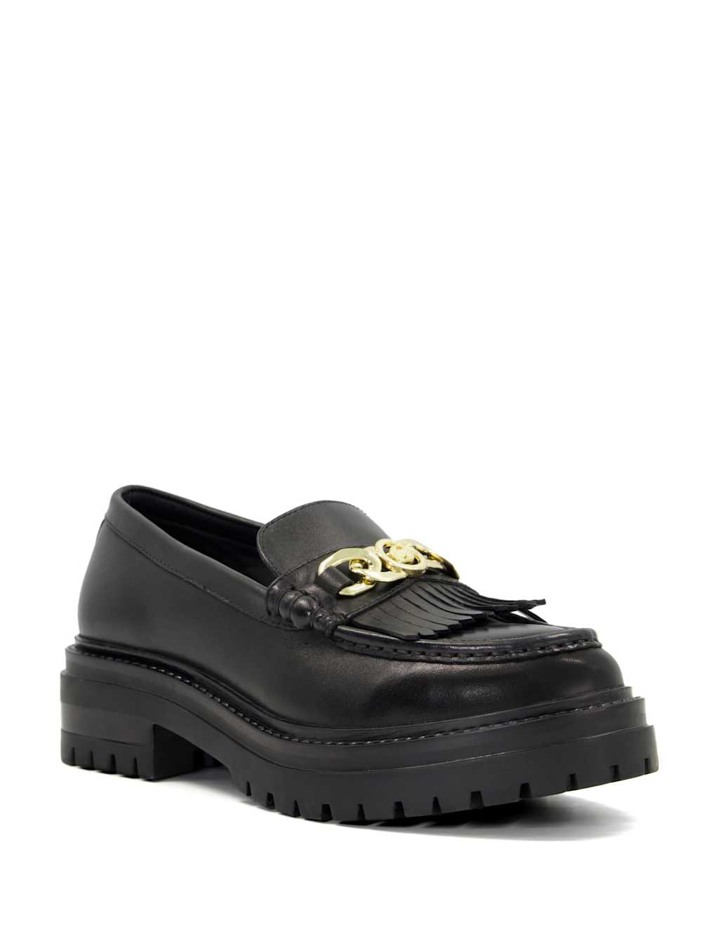 Leather Chunky Chain Detail Loafers image 2