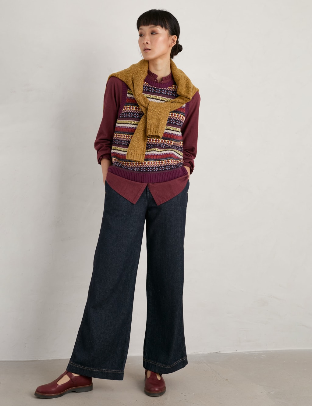 Merino Wool Rich Fair Isle Knitted Vest image 3