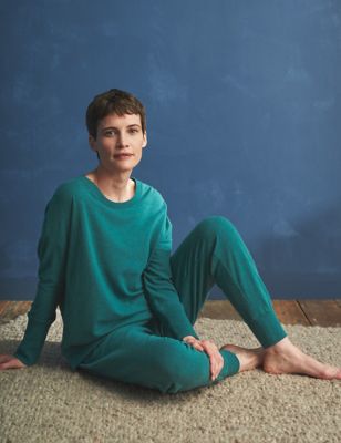 Seasalt Cornwall Womens Cotton Rich Pyjama Top - 18 - Teal, Teal,Natural,Blue
