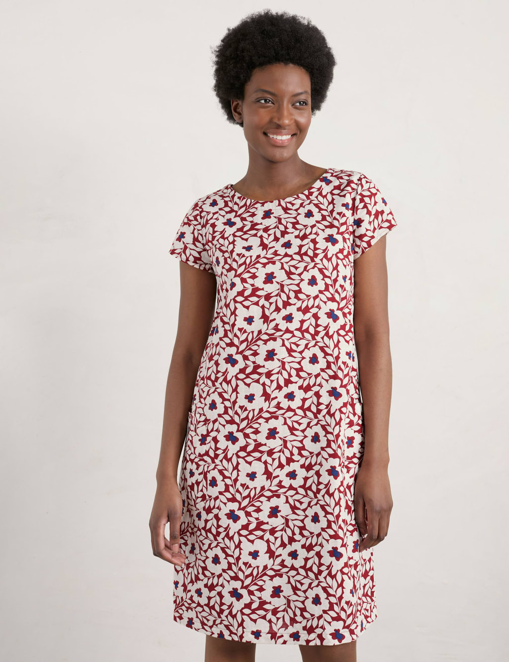 Linen Rich Floral Knee Length Shift Dress image 2