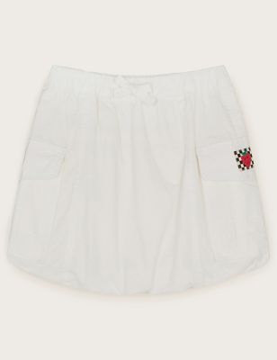 Monsoon Girl's Pure Cotton Cargo Skirt (3-13 Yrs) - 7-8 Y - White, White