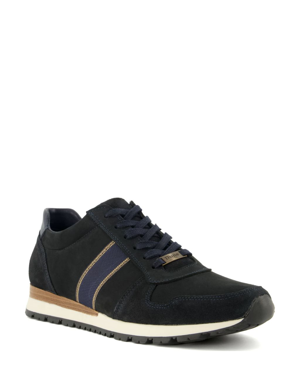 Leather Lace Up Stripe Trainers image 2
