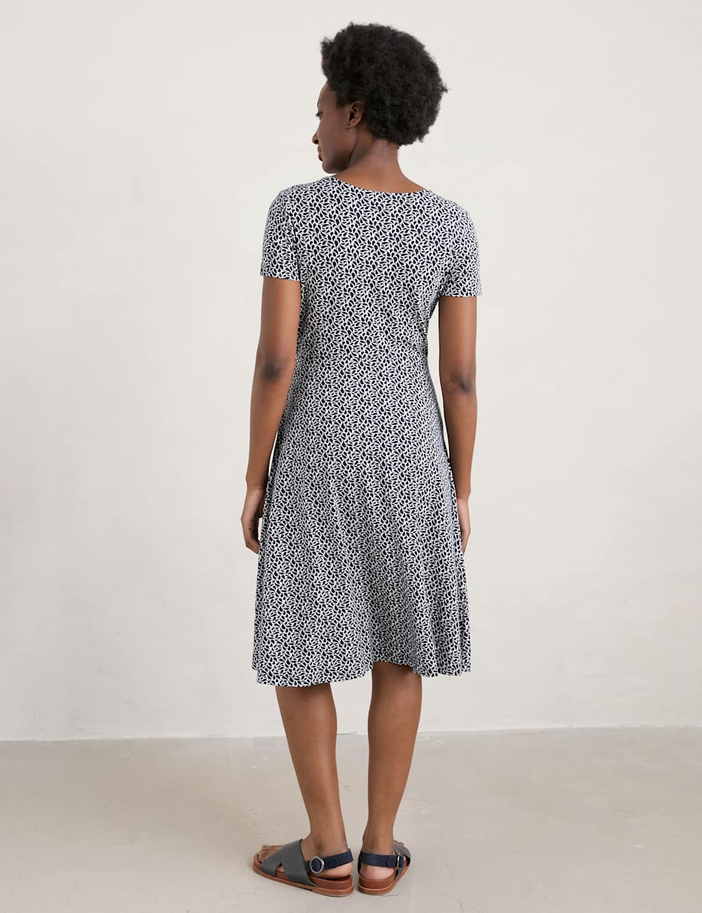 Cotton Rich Printed Knee Length Skater Dress image 3