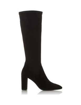 Dune London Women's Block Heel Knee High Boots - 6 - Black, Black