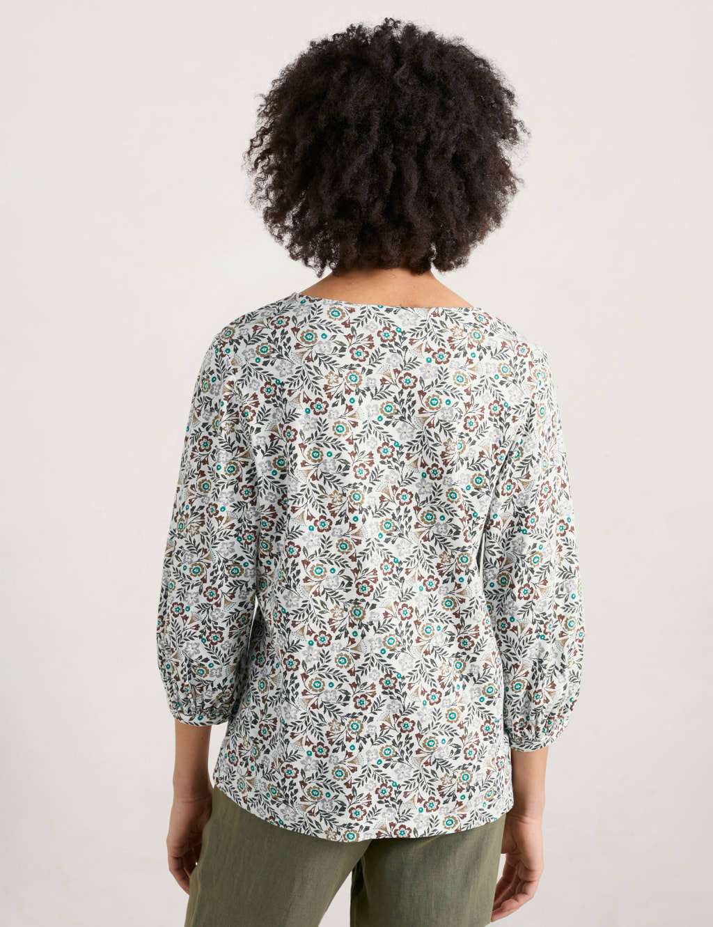 Organic Cotton Floral Notch Neck Blouse image 3