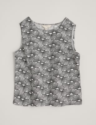 Seasalt Cornwall Womens Pure Linen Printed Vest - 24 - Black Mix, Black Mix