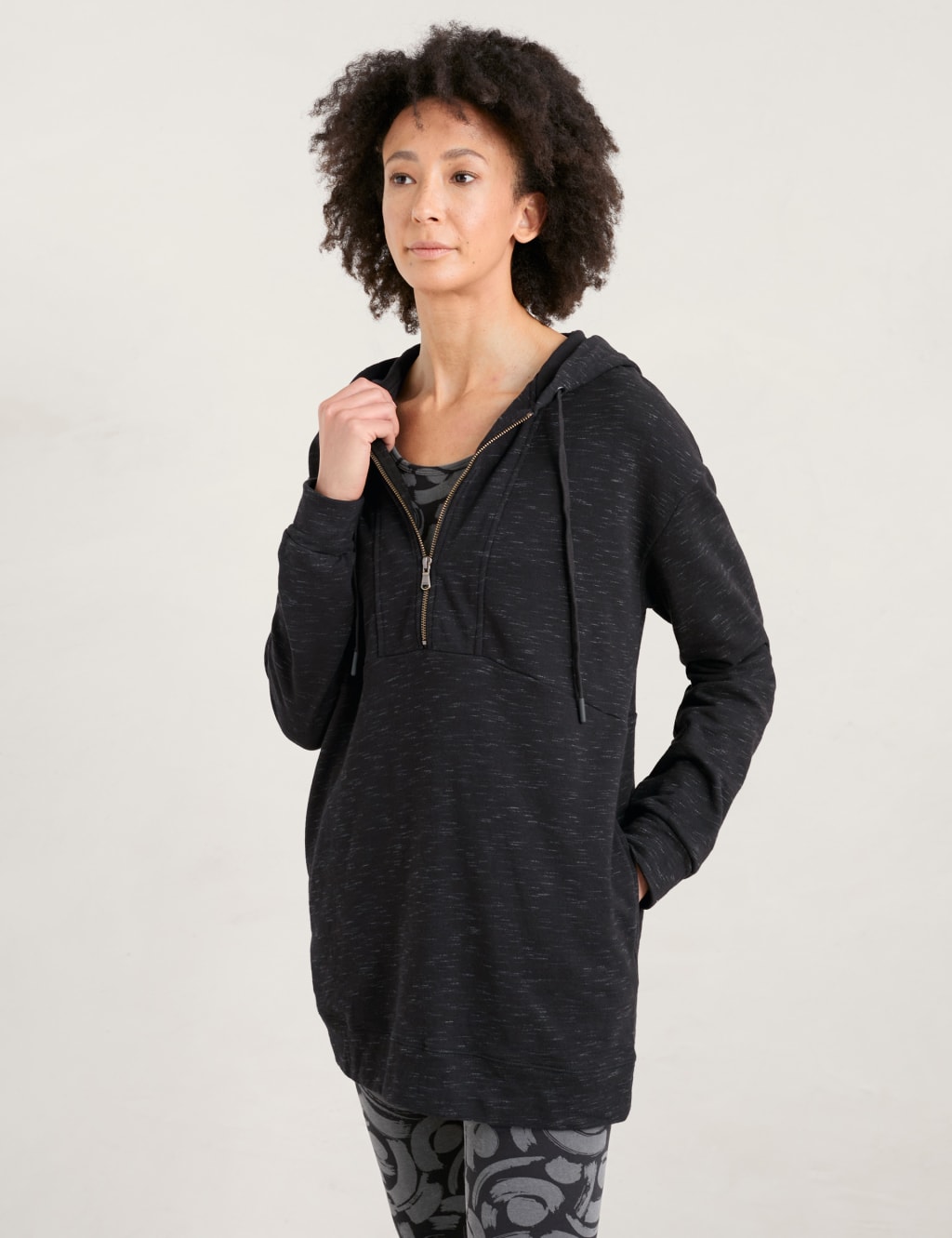 Cotton Rich Half Zip Hoodie image 1