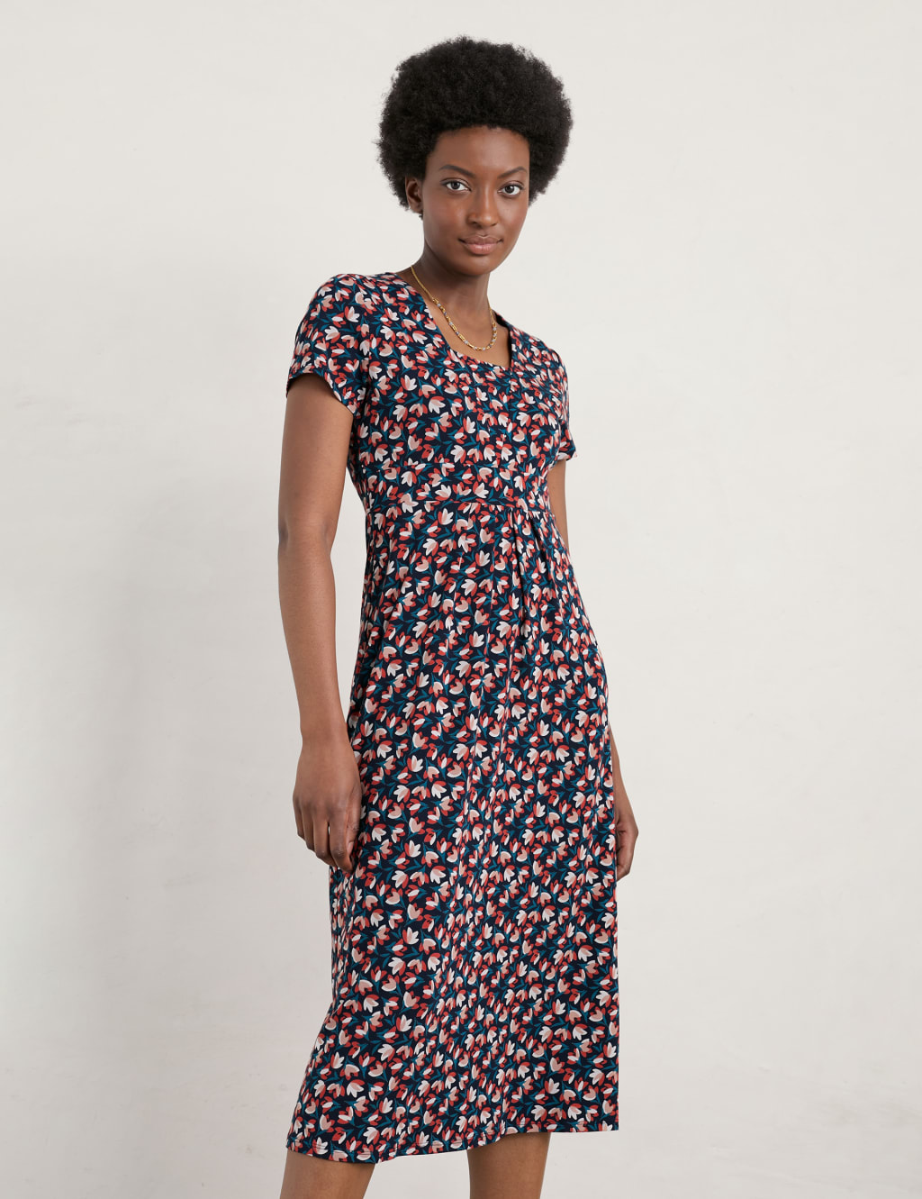 Floral V-Neck Midi Waisted Dress image 2