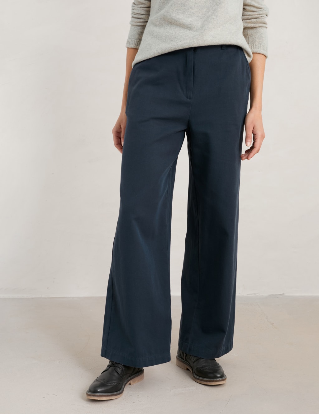 Cotton Rich Straight Leg Trousers image 2