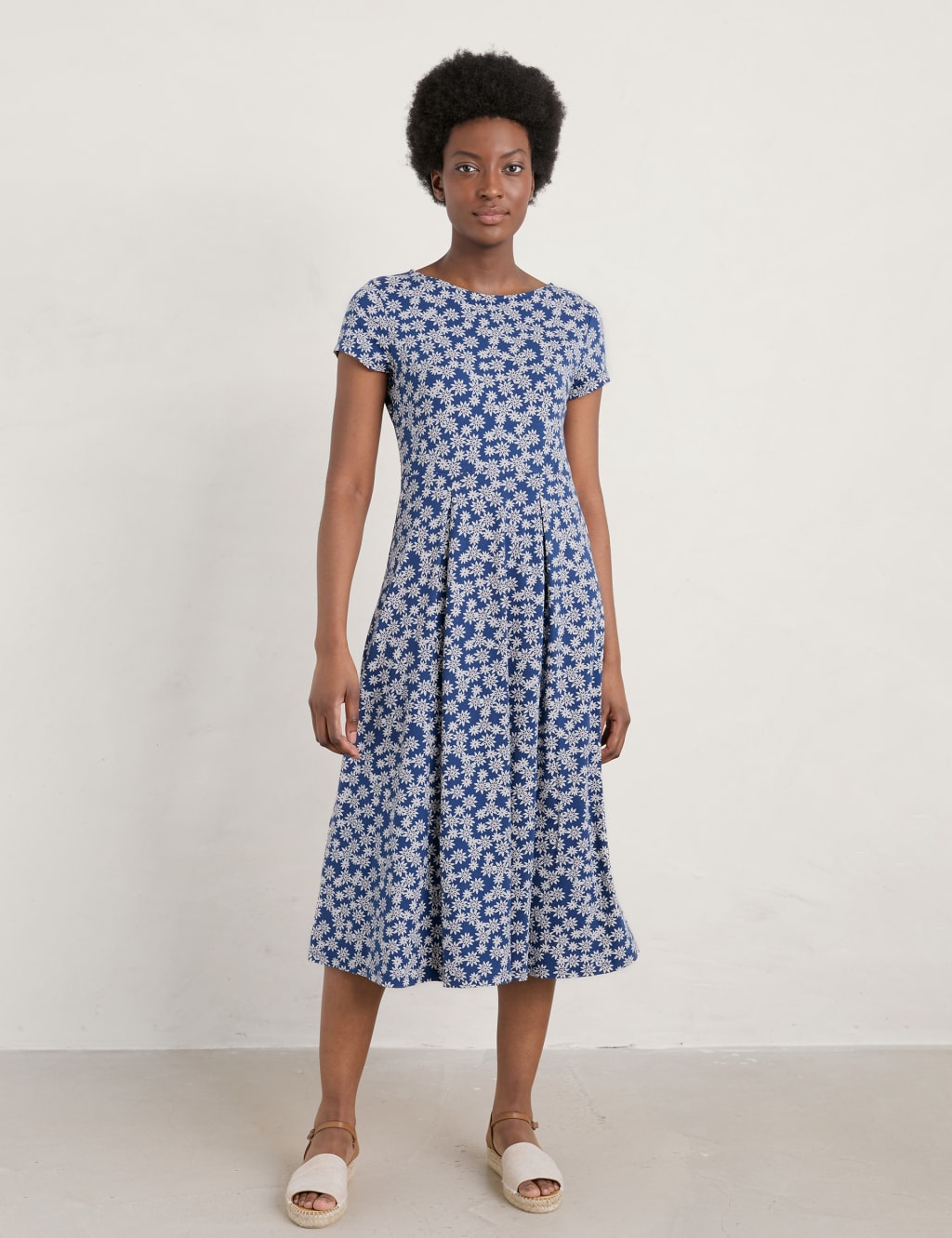 Jersey Floral Midi Skater Dress image 1