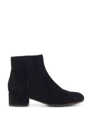 Dune London Womens Suede Block Heel Ankle Boots - 4 - Black, Black