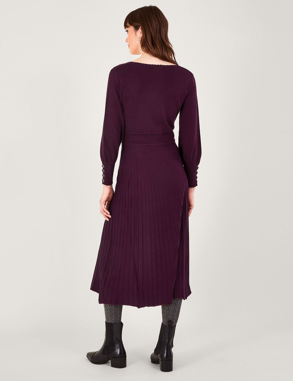 Knitted Pleated Midi Waisted Dress image 2