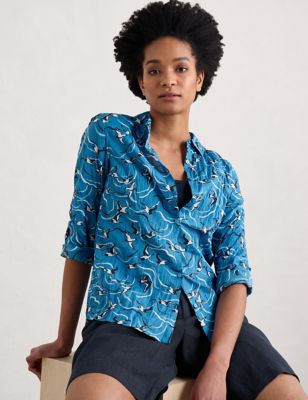 Seasalt Cornwall Women's Pure Cotton Printed Shirt - 18 - Blue Mix, Blue Mix