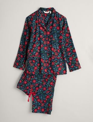 Seasalt Cornwall Womens Pure Cotton Floral Pyjama Set - 10 - Black Mix, Black Mix