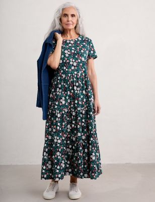 Seasalt Cornwall Womens Pure Cotton Floral Maxi Waisted Dress - 16 - Navy Mix, Navy Mix