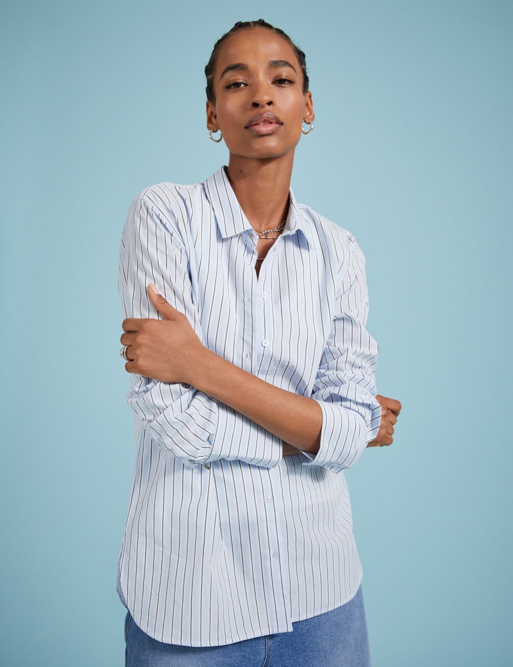 Pure Cotton Striped Collared Relaxed Shirt