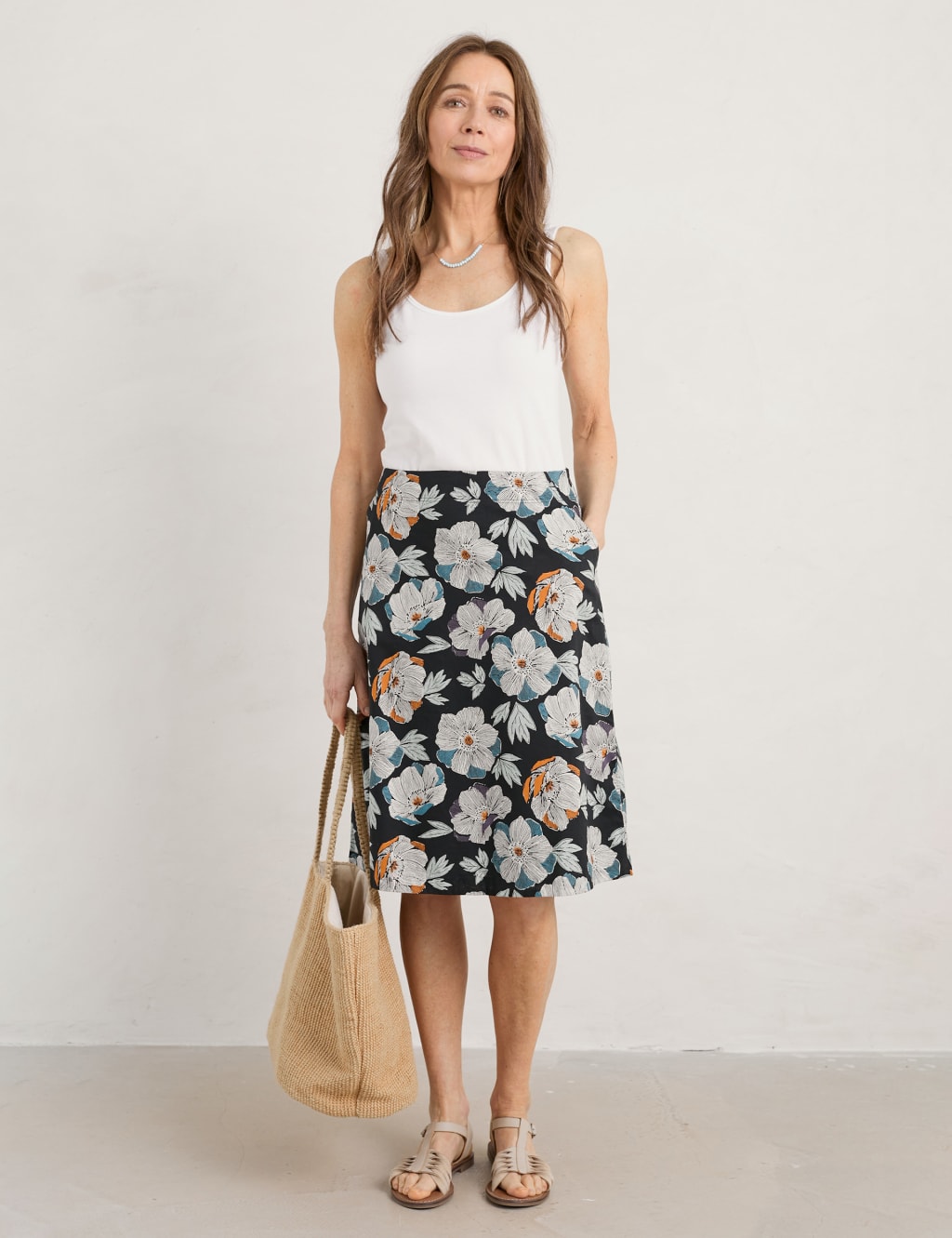 Organic Cotton Floral A-Line Skirt image 1