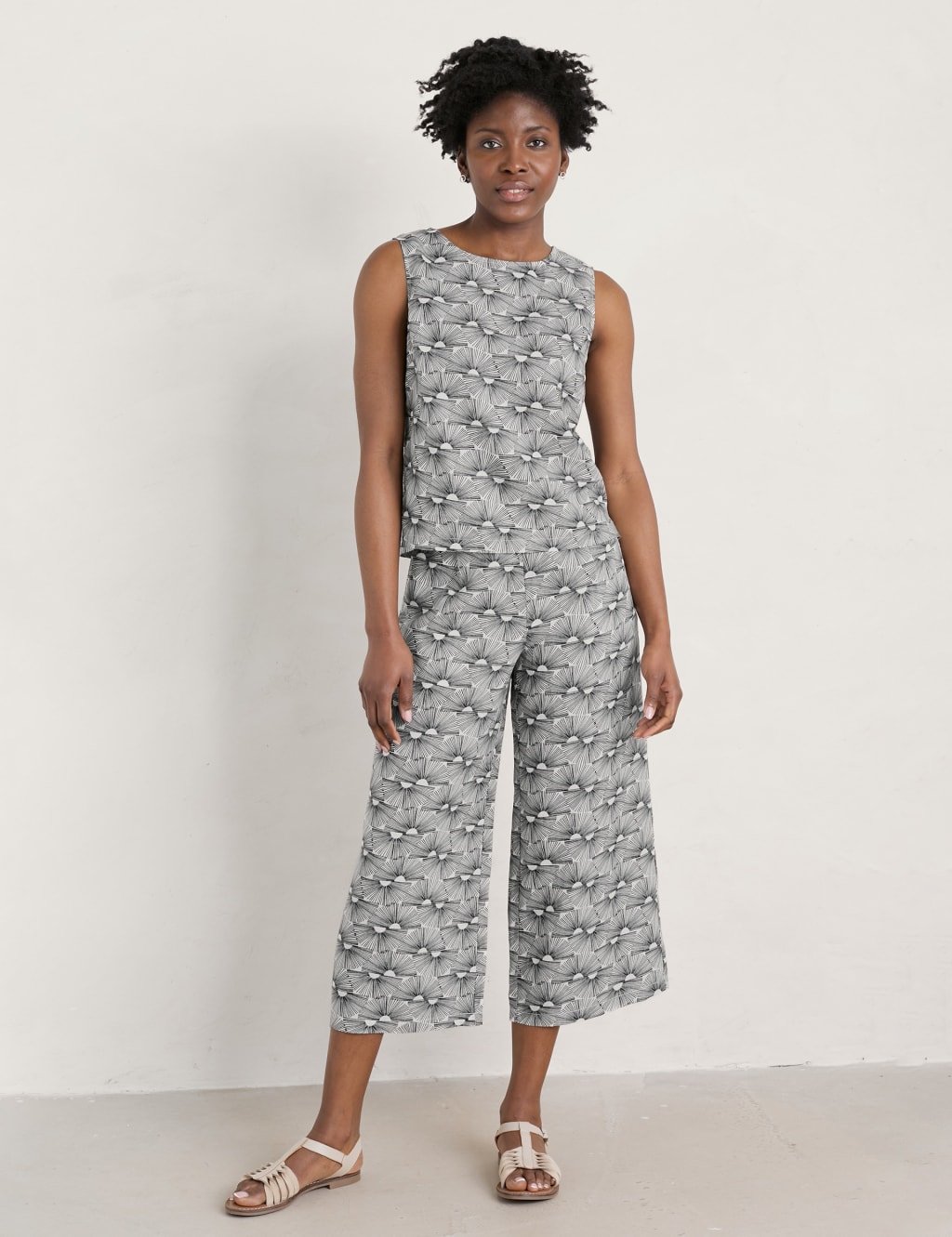 Pure Linen Printed Culottes image 1