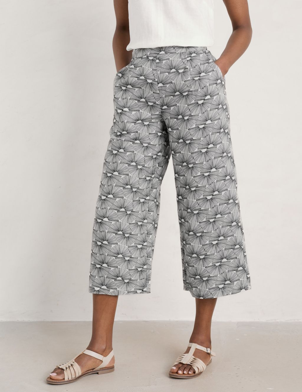Pure Linen Printed Culottes image 3