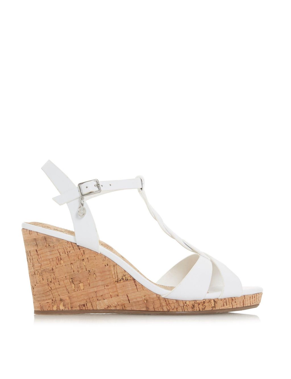 Leather T Bar Wedge Sandals