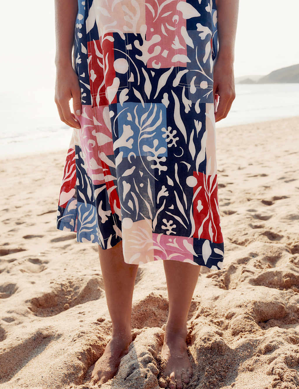 Pure Linen Printed Midi Shift Dress image 6
