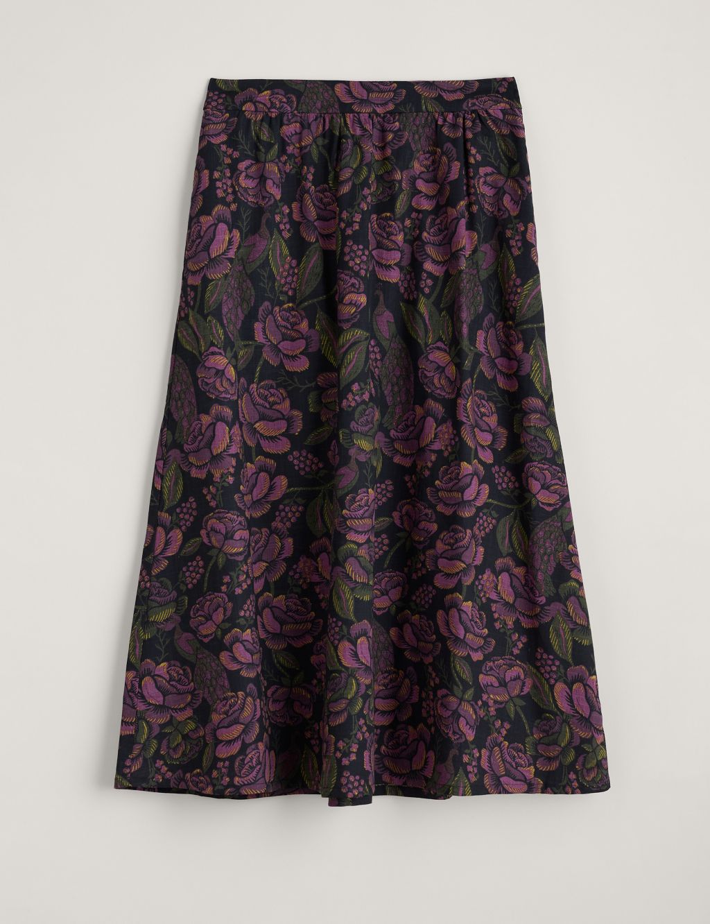 Cotton Rich Floral Midi A-Line Skirt image 2