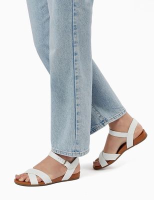 Dune London Women's Leather Ankle Strap Wedge Sandals - 7 - White, White,Camel