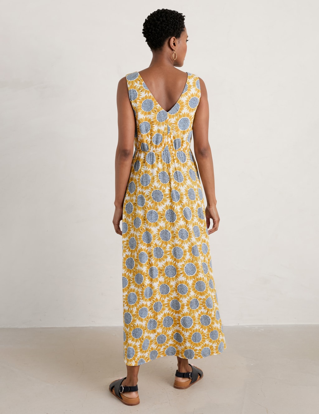 Organic Cotton Floral V-Neck Maxi Dress image 4