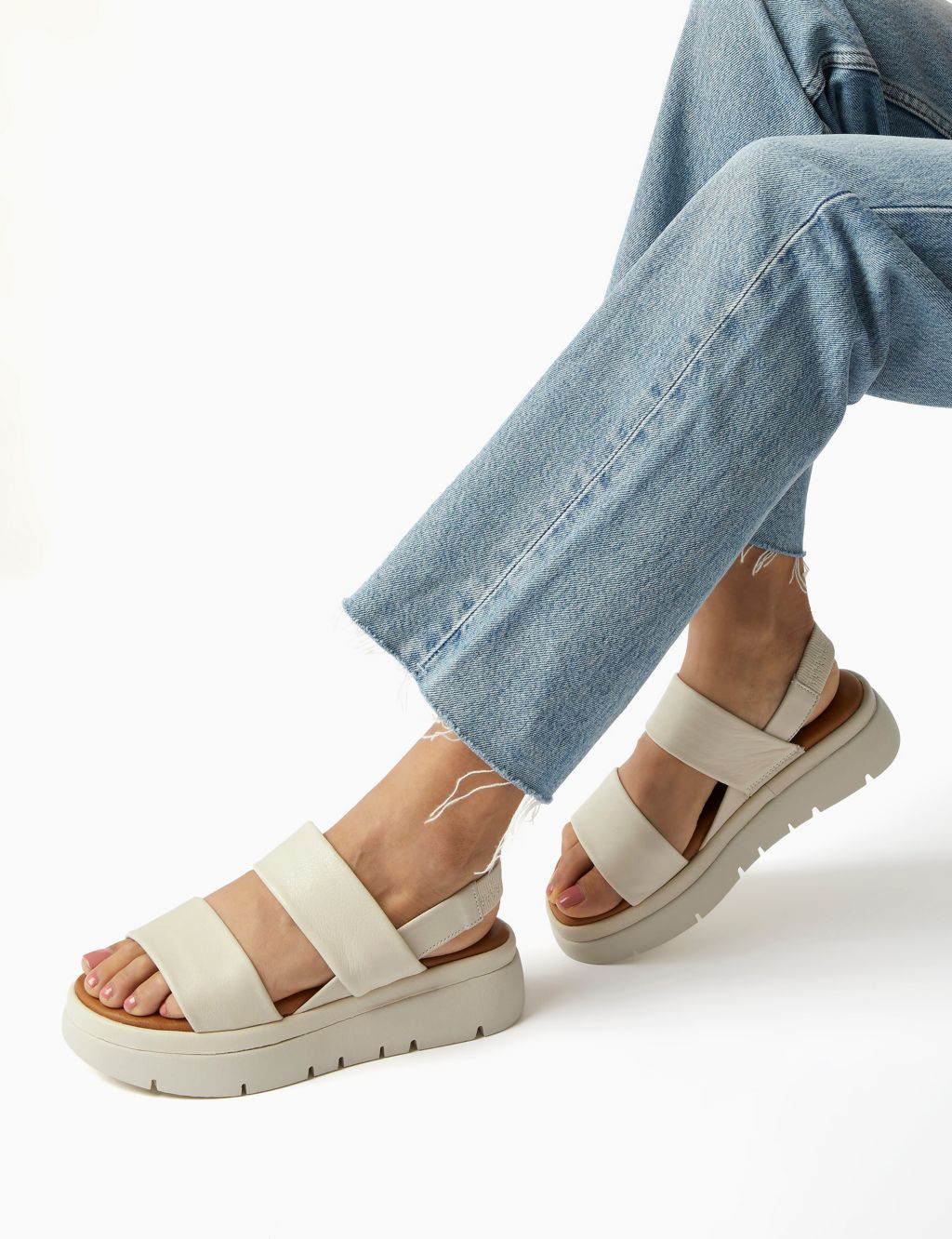 Leather Slip On Flatform Sandals Mid image 1