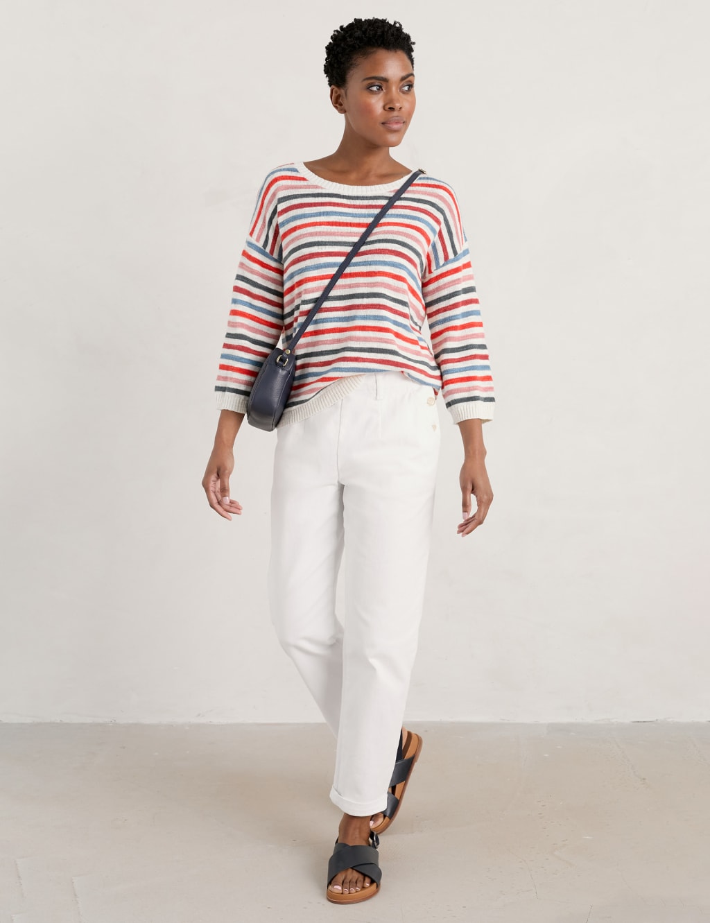 Cotton Rich Striped Relaxed Jumper image 2