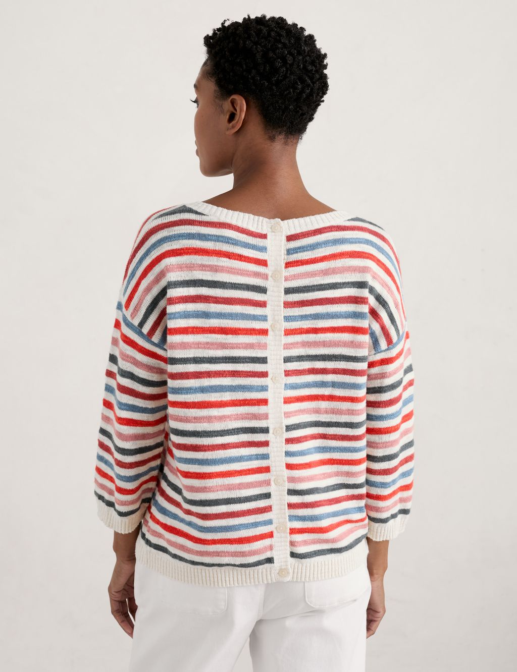Cotton Rich Striped Relaxed Jumper image 6
