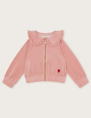 Monsoon Girl's Cotton Rich Strawberry Jacket (3-13 Yrs) - 5-6 Y - Pink, Pink