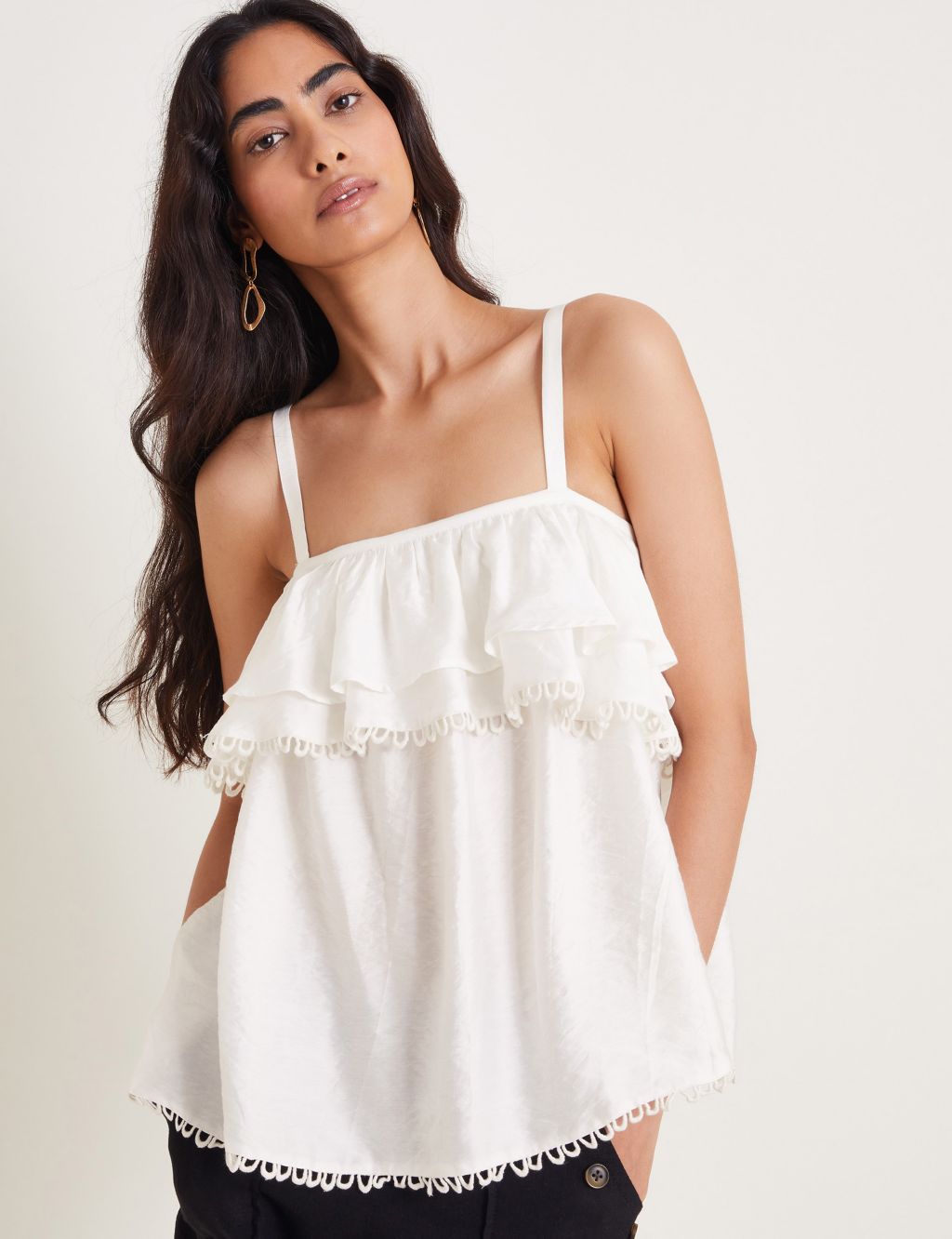 Square Neck Frill Detail Cami Top