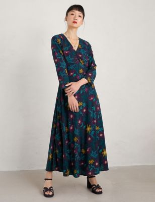 Cotton Rich Floral V-Neck Midaxi Dress | Seasalt Cornwall | M&S