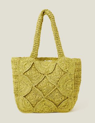 Accessorize Women's Raffia Textured Tote Bag - Green, Green