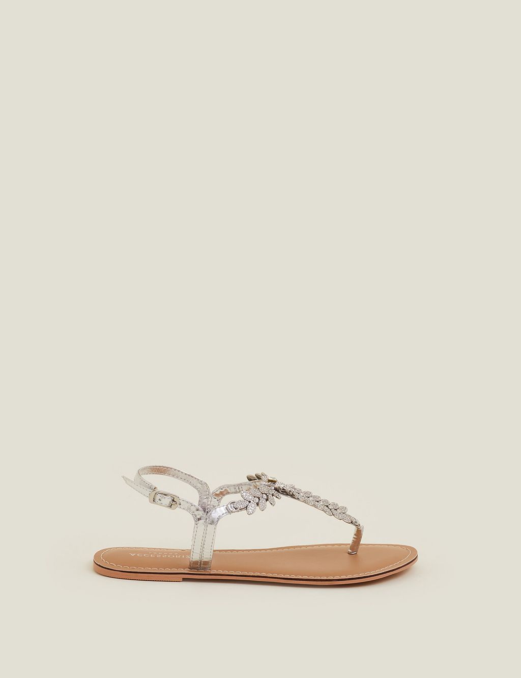 Sparkle Ankle Strap Flat Toe Thong Sandals
