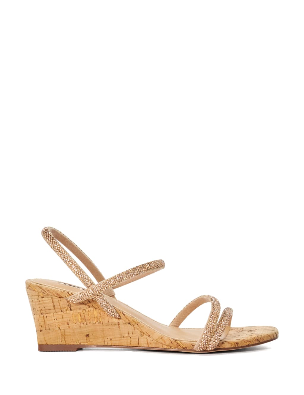 Cork Embellished Strappy Wedge Sandals