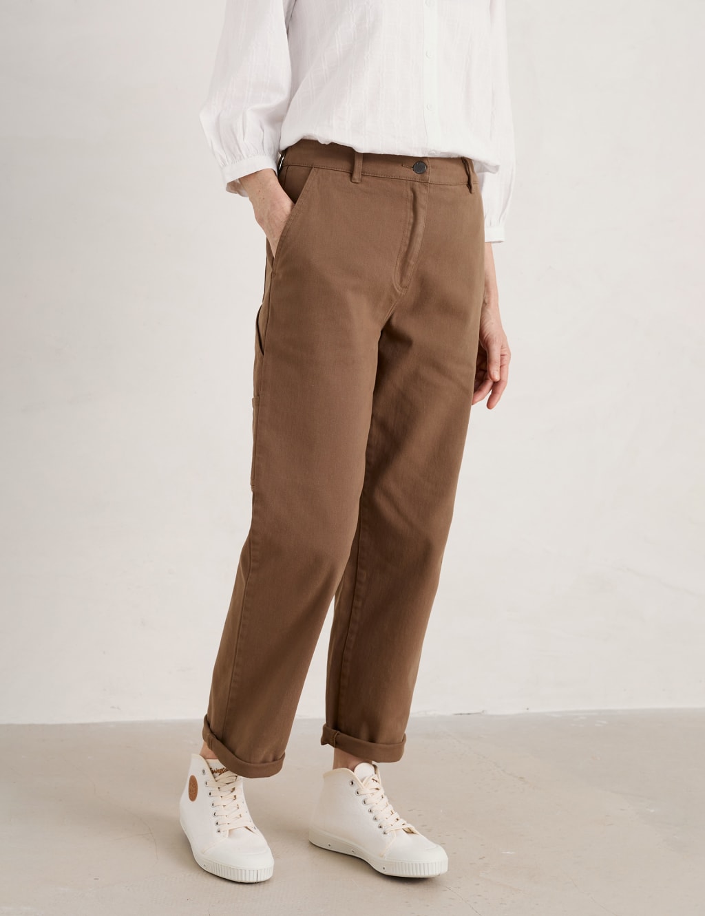 Cotton Rich Straight Leg Trousers image 3