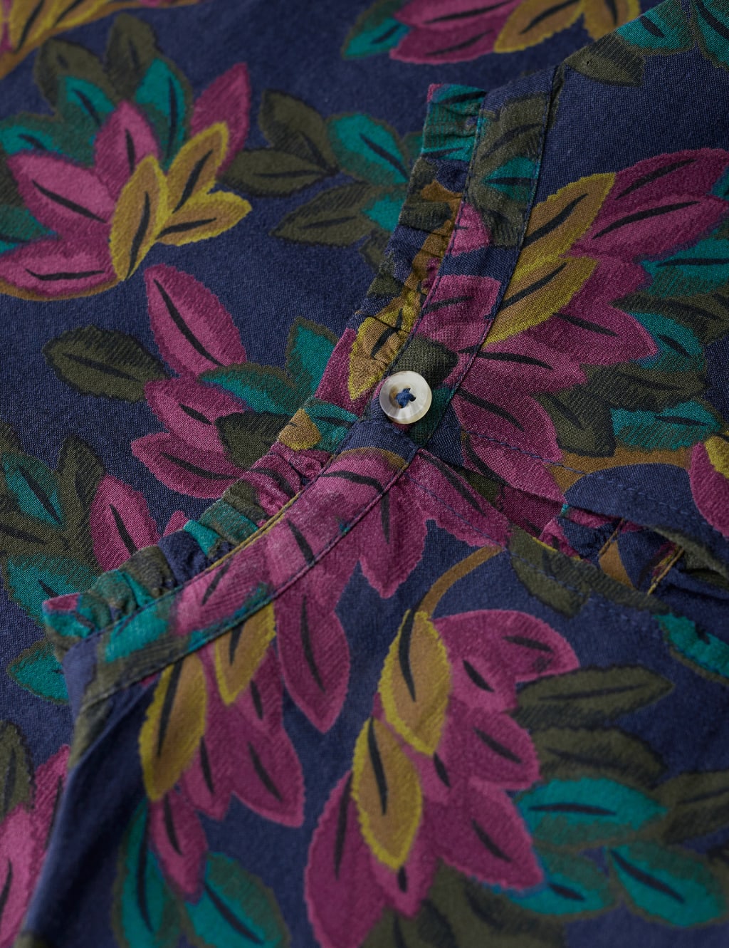 Cotton Blend Leaf Print Blouse image 6