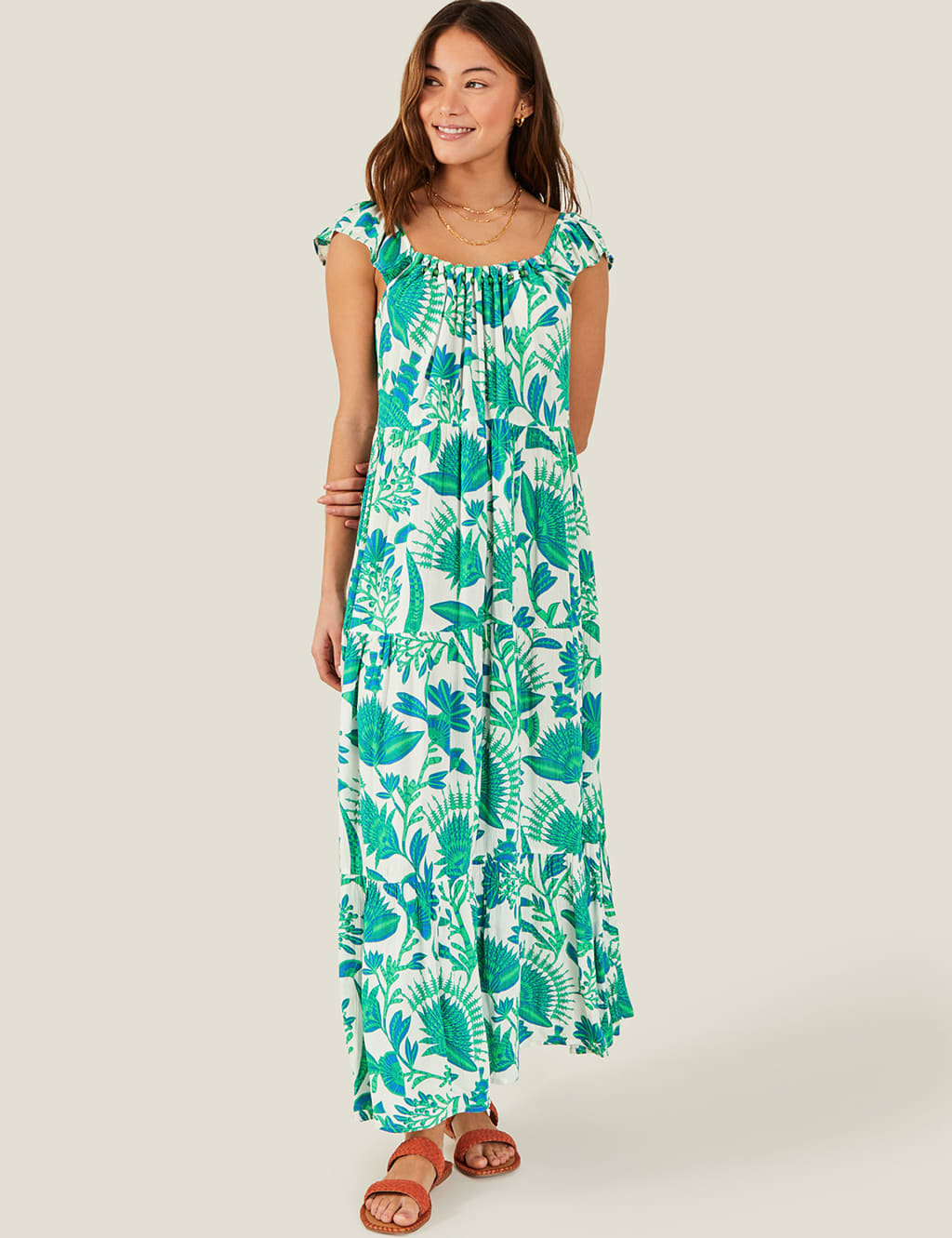Printed Square Neck Maxi Dress main image 0