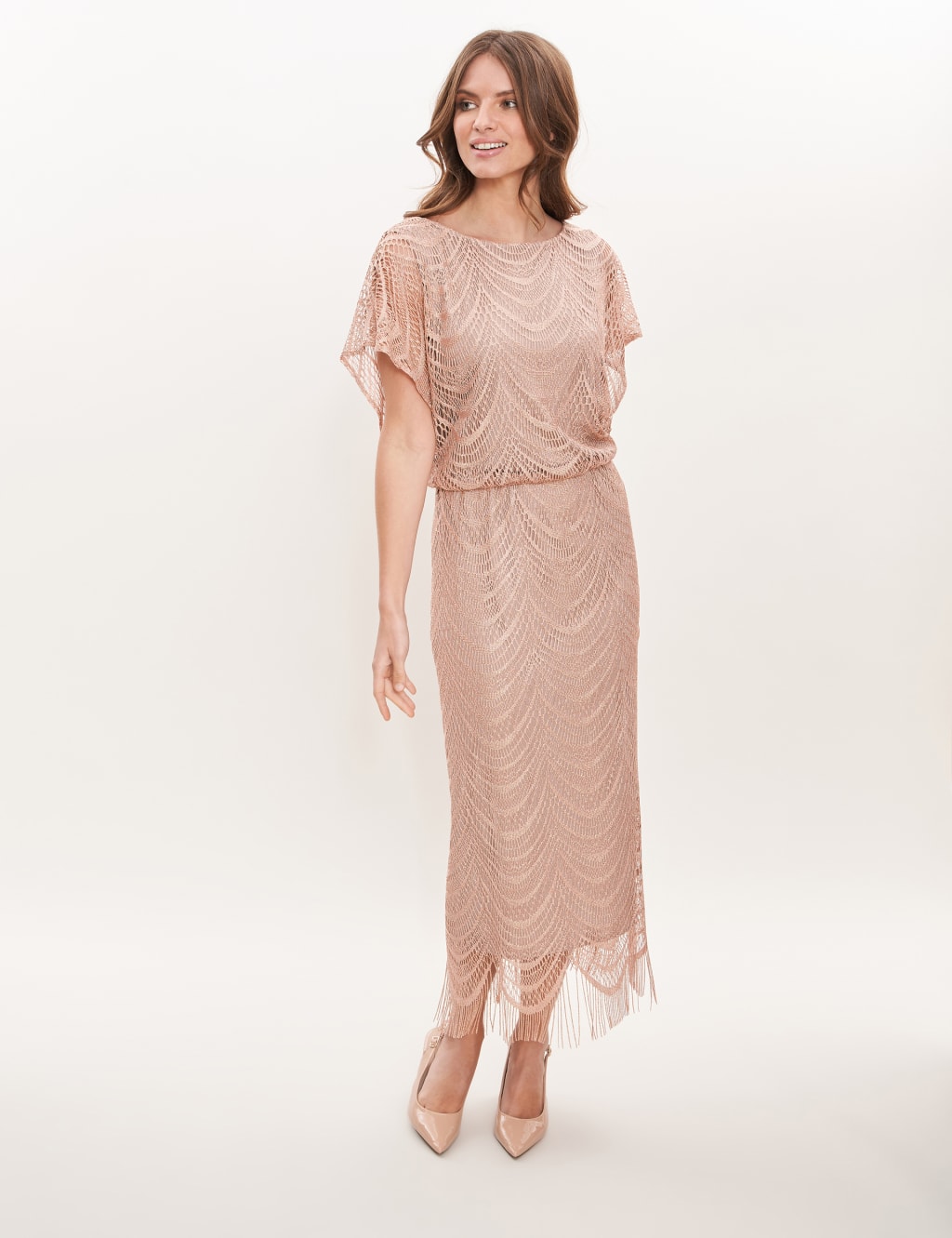 Knitted Metallic Round Neck Maxi Dress image 3