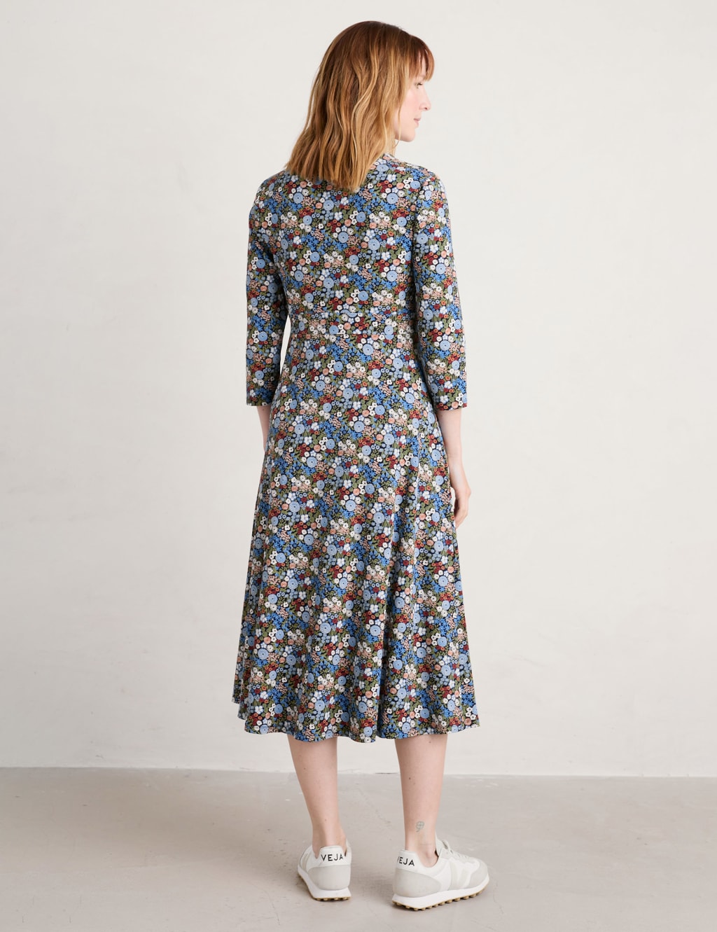 Cotton Rich Floral Square Neck Midi Dress image 4