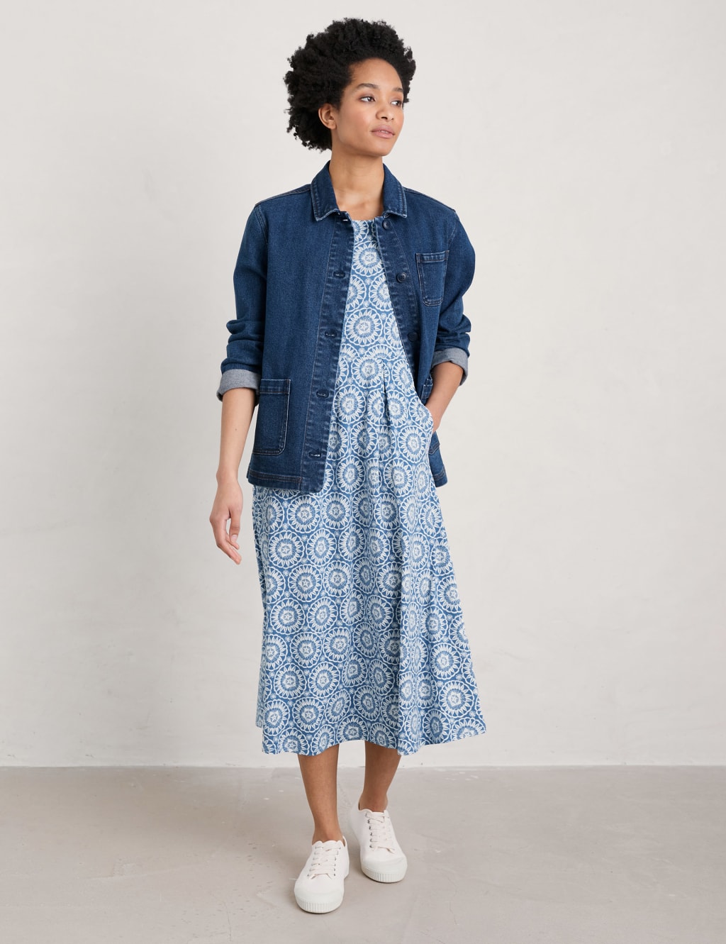 Cotton Rich Printed Midi Skater Dress image 3