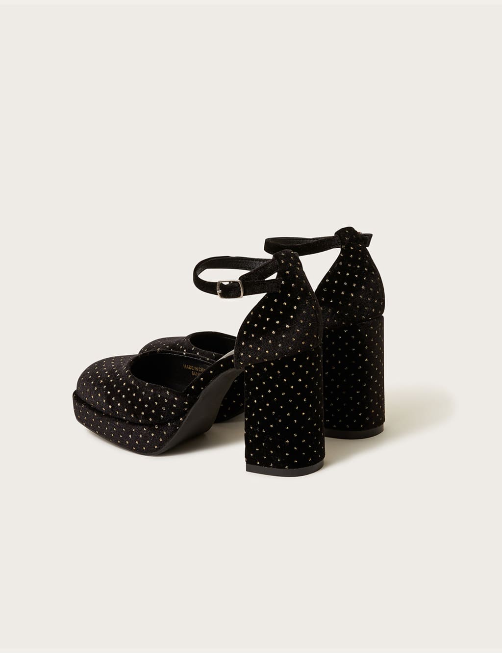 Velvet Sparkle Ankle Strap Platform Heels image 4