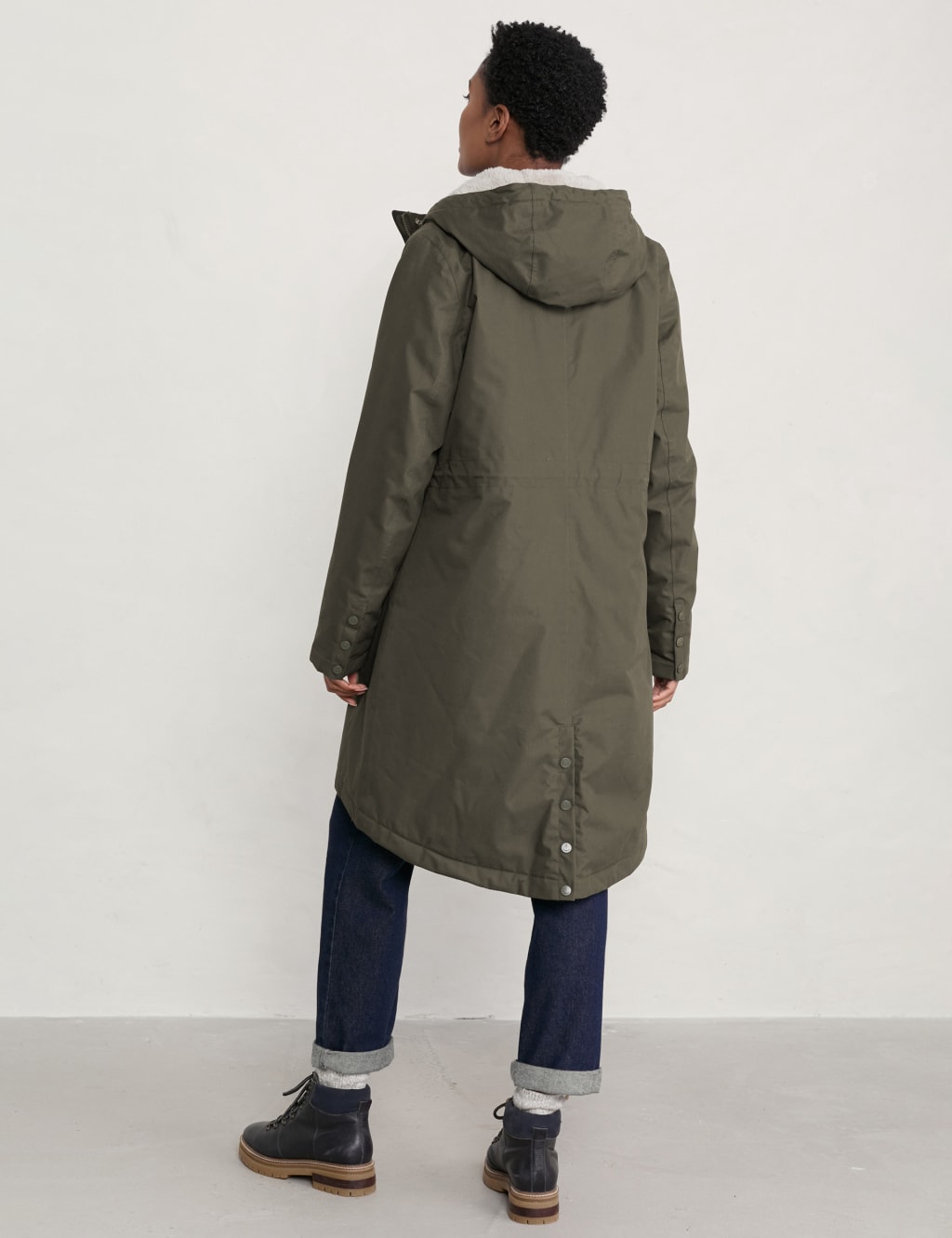 Cotton Rich Hooded Longline Parka Coat image 3