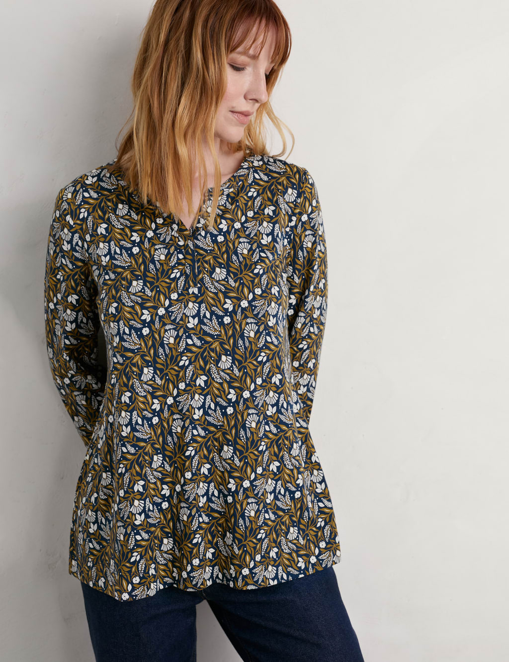 Cotton Rich Floral Notch Neck Top image 3