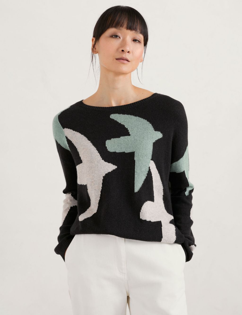 Cotton Blend Printed Jumper with Merino Wool image 1