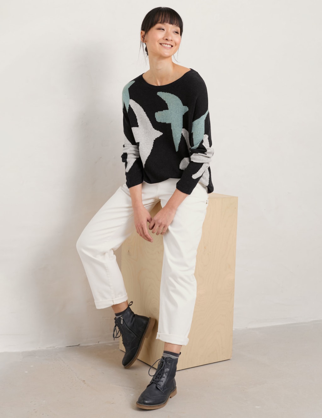 Cotton Blend Printed Jumper with Merino Wool image 2