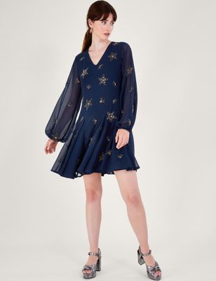 Embellished V-Neck Mini Tea Dress | Monsoon | M&S