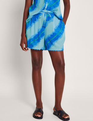 Monsoon Womens Striped High Waisted Shorts - XXL - Blue Mix, Blue Mix